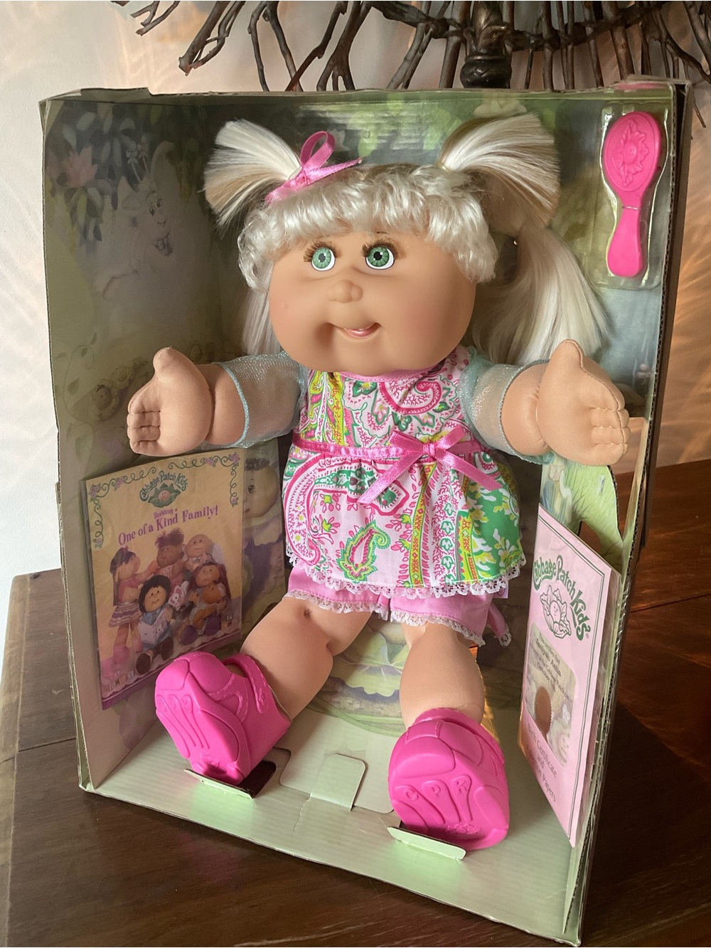 2006 Cabbage Patch blonde pig tails hair, never taken from box, real lashes